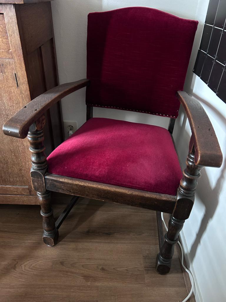 Twee vintage fauteuils rode bekleding | gratis af te halen, Ophalen