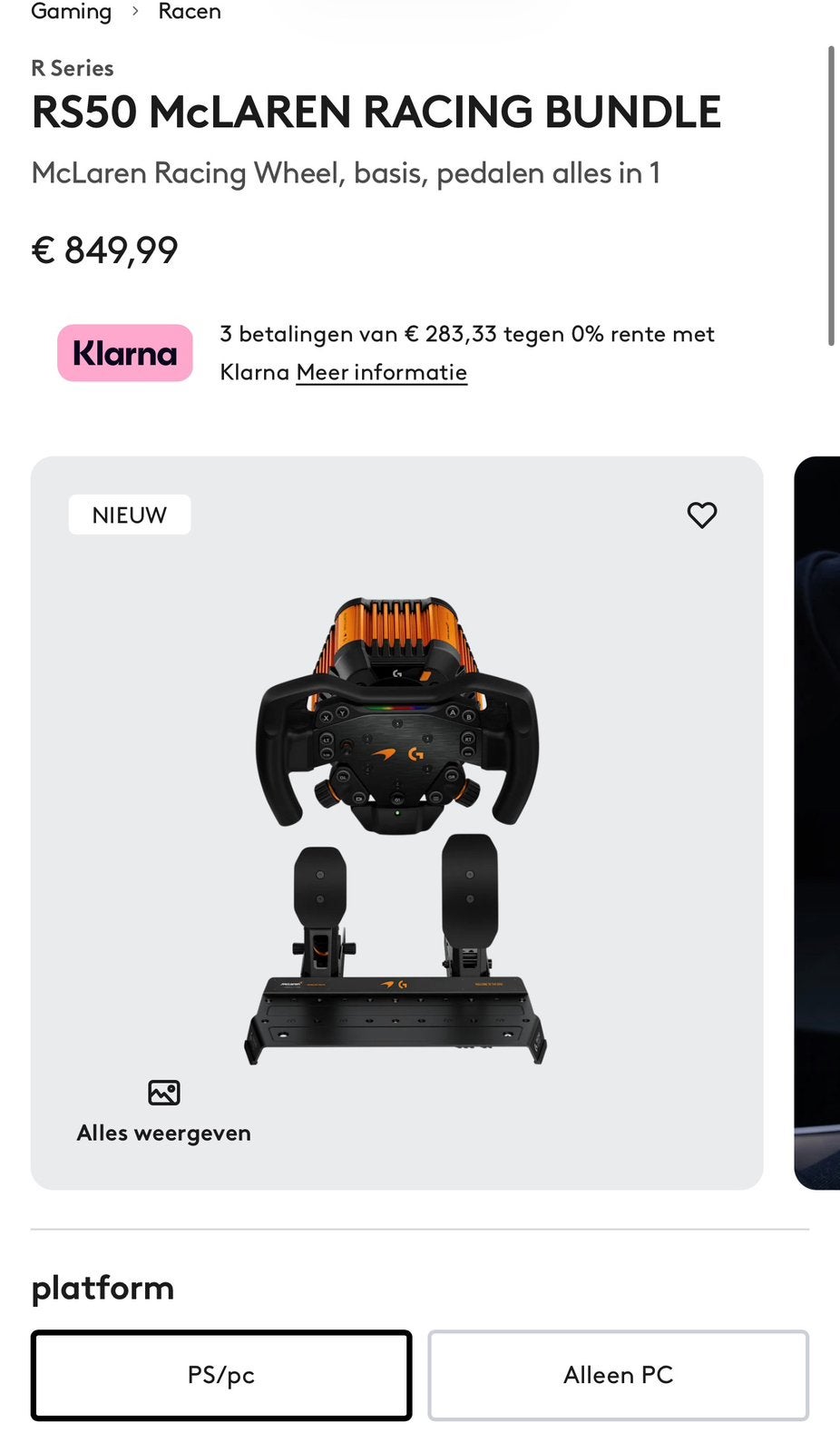 RS50 McLAREN RACING BUNDLE [Nieuw] Logitech, Spelcomputers en Games, Ophalen, Nieuw