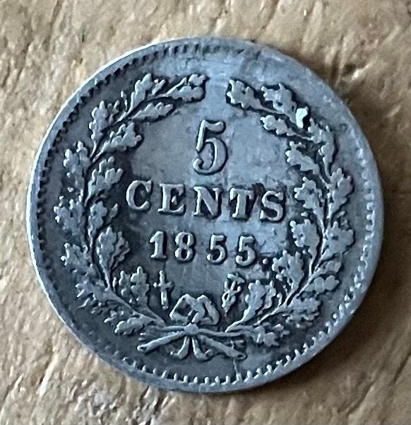 5 cent 1855 Willem III, Postzegels en Munten, Munten | Nederland, Losse munt, 5 cent, Koning Willem III, Zilver, Ophalen