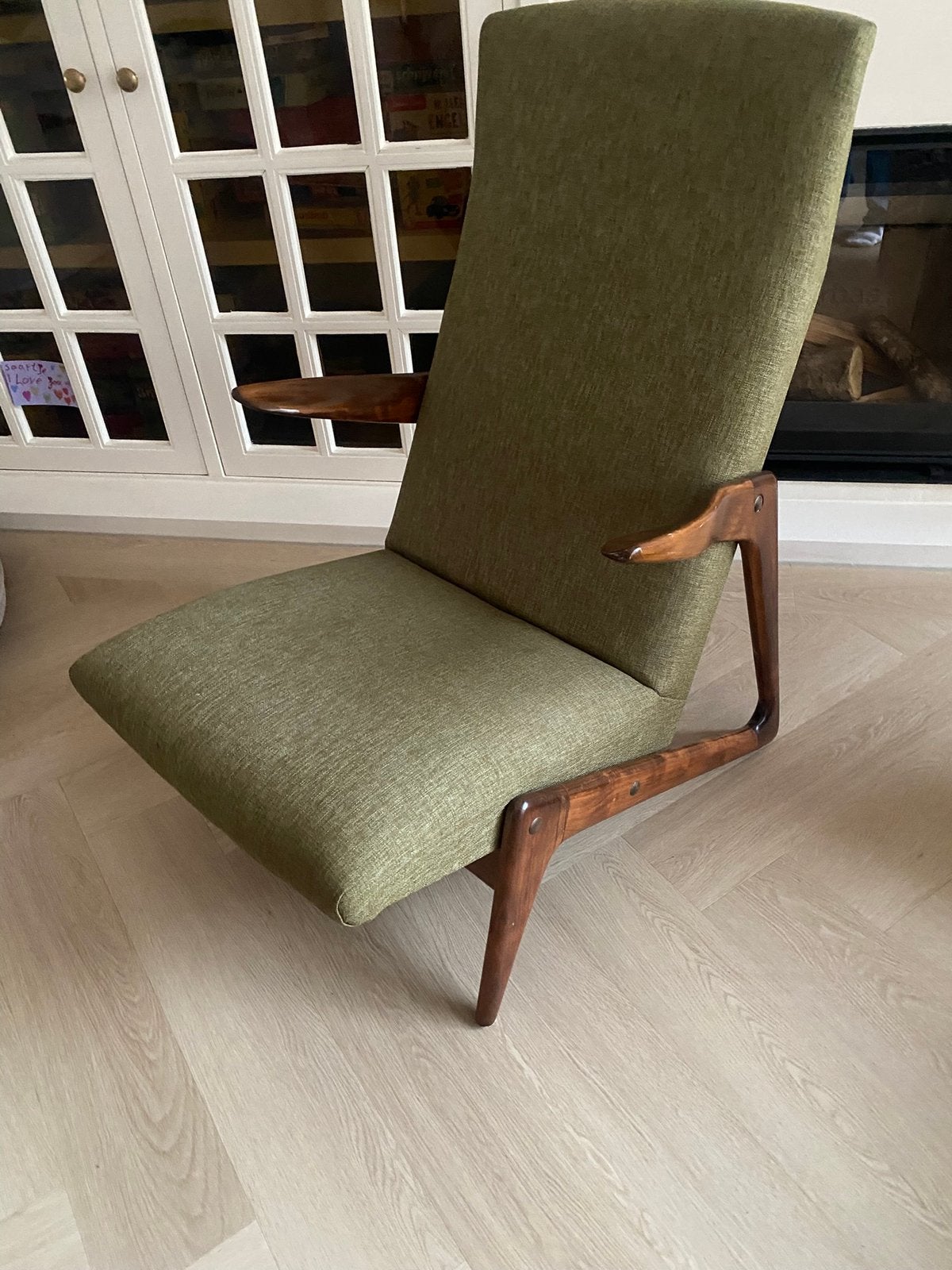 Alfred hendrickx 1950’s organic wood chair ,Belform ,Belgium, Huis en Inrichting, Fauteuils, Gebruikt, Minder dan 75 cm, Ophalen of Verzenden