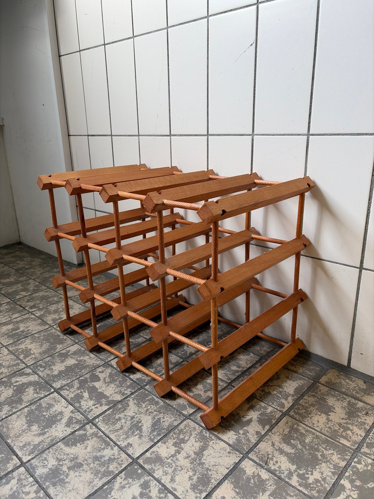Vintage modulair wijnrek voor 12 flessen, Ophalen of Verzenden, Gebruikt, Hout, 5 tot 15 flessen