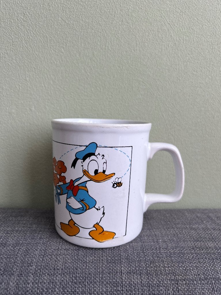 Vintage Disney Mok Donald & Daisy Duck Kiln Craft '70/'80, Antiek en Kunst, Verzenden