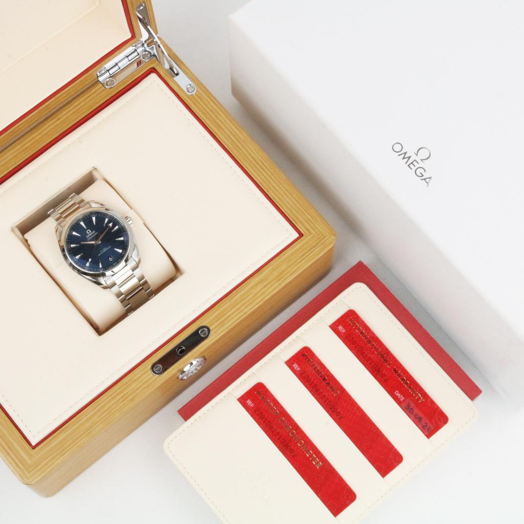 Omega Aqua Terra 150m Blauw 41 (Zeer goed/ 2024), Staal, Staal, Polshorloge, Ophalen of Verzenden