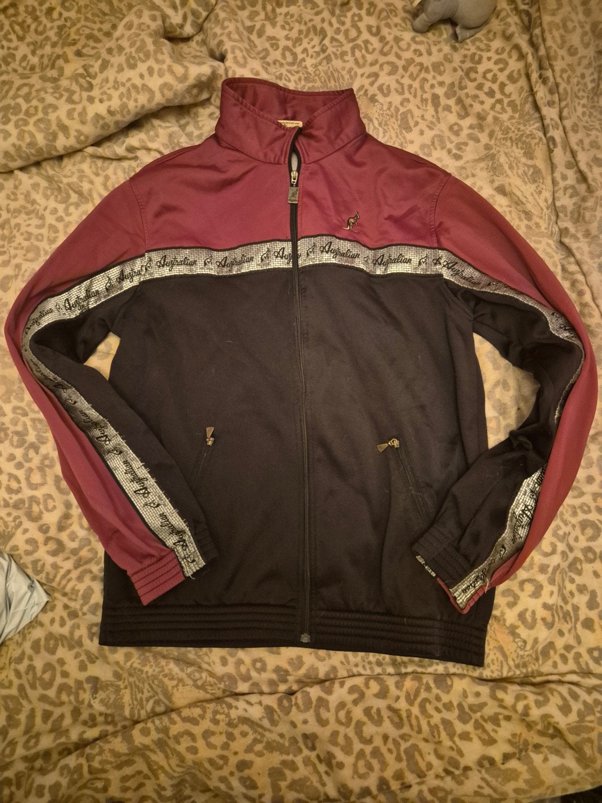 Australian trainingsjack - Zwart/Bordeauxrood, Ophalen of Verzenden, Zo goed als nieuw, Australian