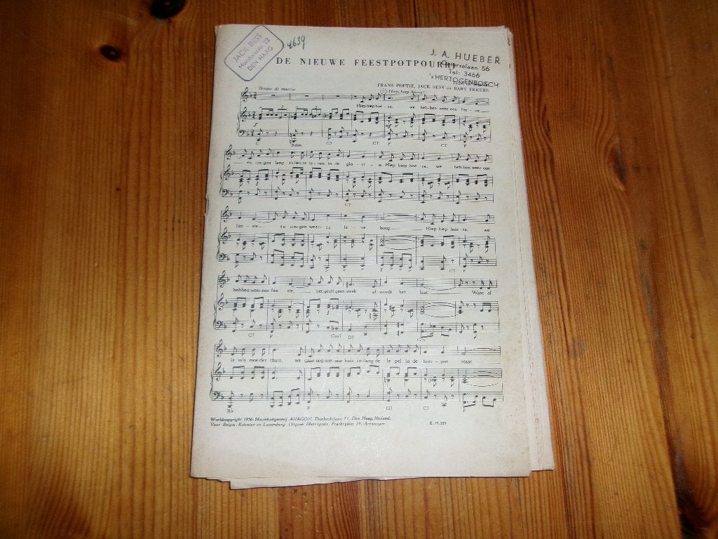 De nieuwe feestpotpourri - poptie / ekkers / bess, Gebruikt, Ophalen of Verzenden, Klarinet, Artiest of Componist