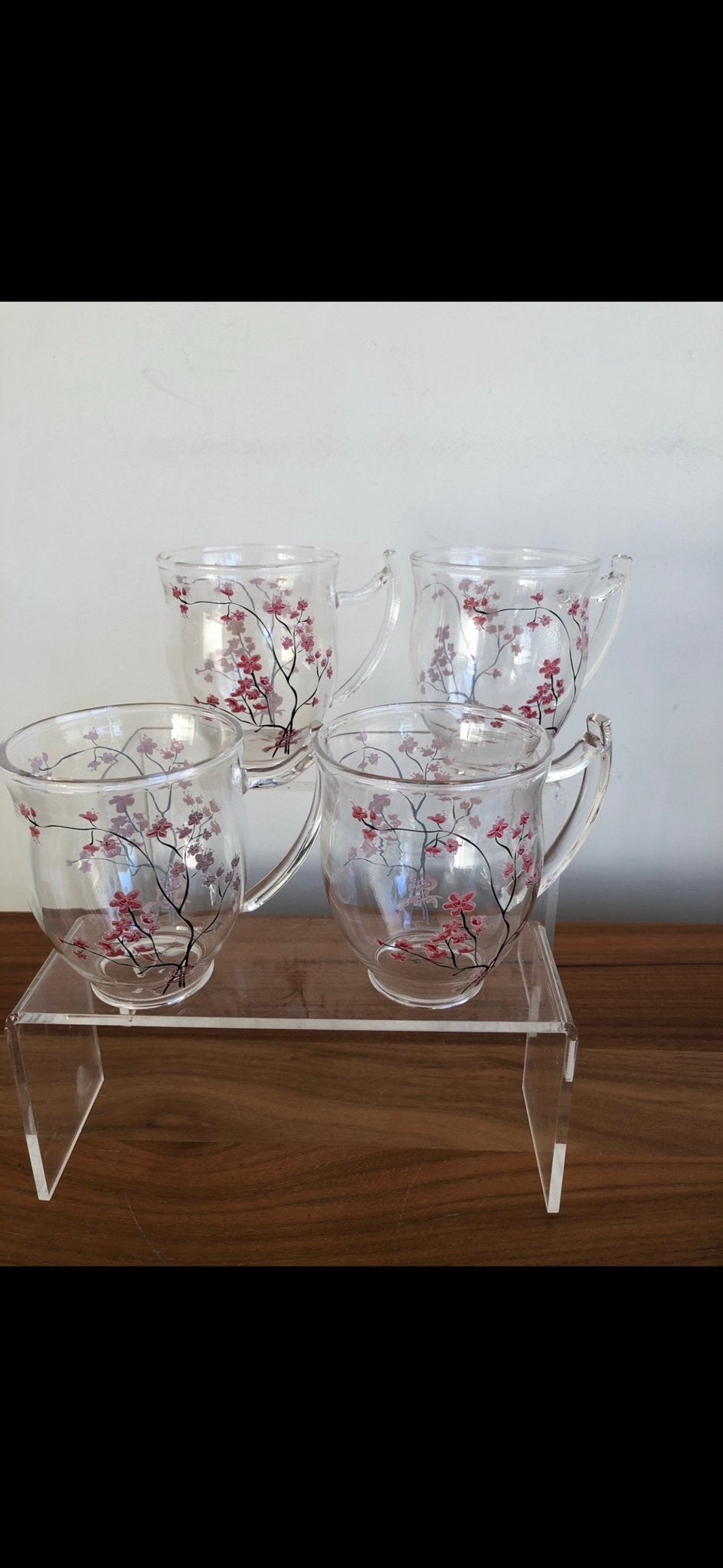 Set van 4 theeglazen TeaLogic ‘Sakura’ kersenbloesem design, Ophalen of Verzenden, Overige stijlen, Kop(pen) en/of Schotel(s)