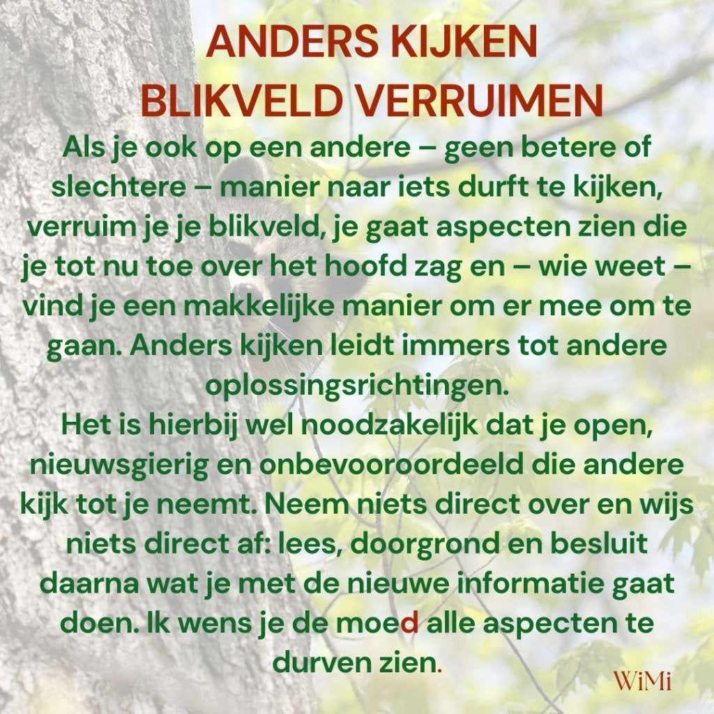Anders kijken. Blikveld verruimen, Contacten en Berichten, Advies en Oproepen