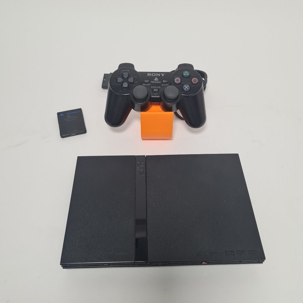 Playstation 2 Slim met Originele Controller  Memory Card 8MB, Gebruikt, Zwart, Ophalen of Verzenden, Met geheugenkaart