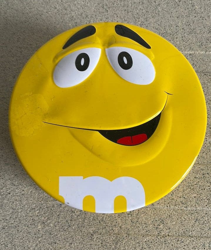 Superleuk M&M’s trommel blik geel, Verzamelen, Ophalen of Verzenden, Zo goed als nieuw