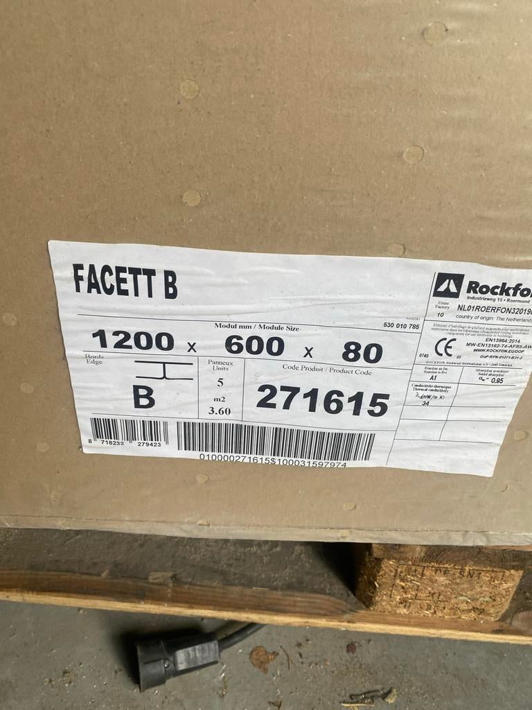 Rockfon Facett B plafondplaten 1200x600x80mm, Ophalen of Verzenden, Nieuw, Overige materialen, 50 tot 100 mm