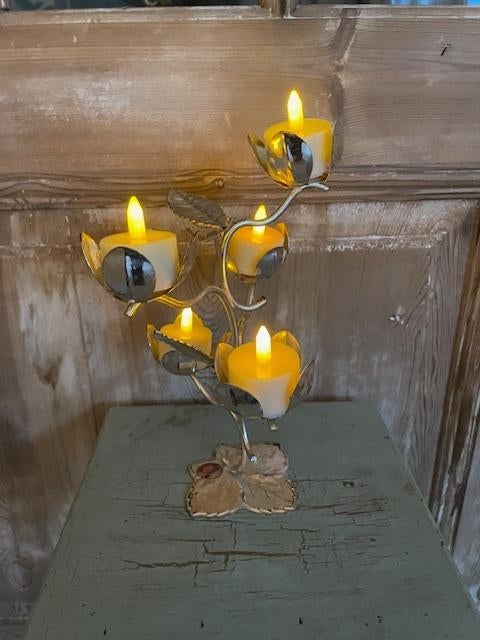 Vintage verzilverde kandelaar 5 armen. Quist Prasente. 1940., Ophalen, Zilver