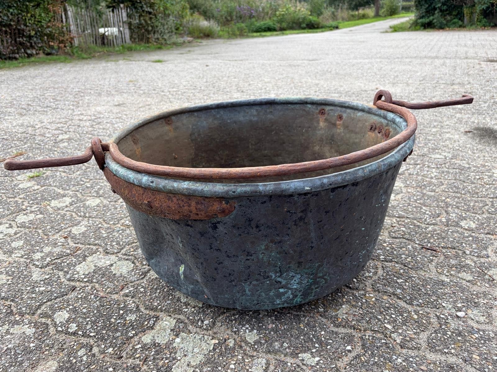 Grote Antieke Koperen Ketel met Handvat - Decoratief Stuk, Ophalen, Koper