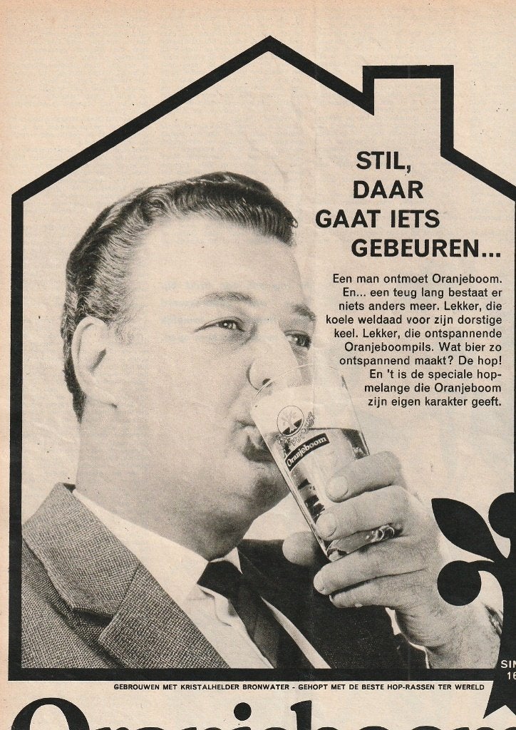 Retro reclame 1963 Oranjeboom bier man voelt zich thuis, Verzenden, Overige typen