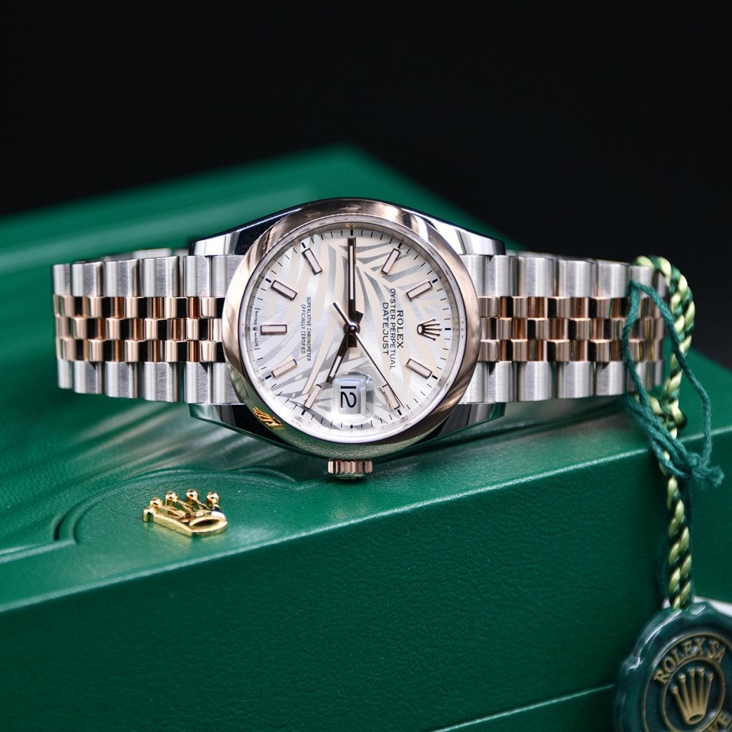 Rolex 126201 Datejust 36 Palm dial New Fullset 08-2022, Staal, Rolex, Polshorloge, Nieuw