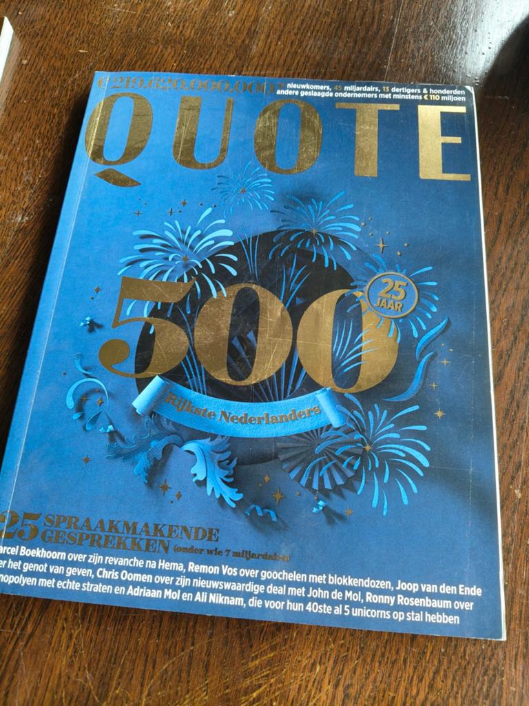 Quote 500 - 25 Jaar Rijkste Nederlanders, Ophalen of Verzenden, Zo goed als nieuw, Overige typen