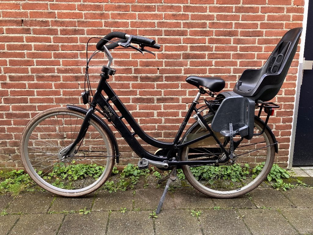 BSP Seine ouderfiets met Bobike achterzitje, Gebruikt, Dubbele standaard, Ophalen, Overige merken