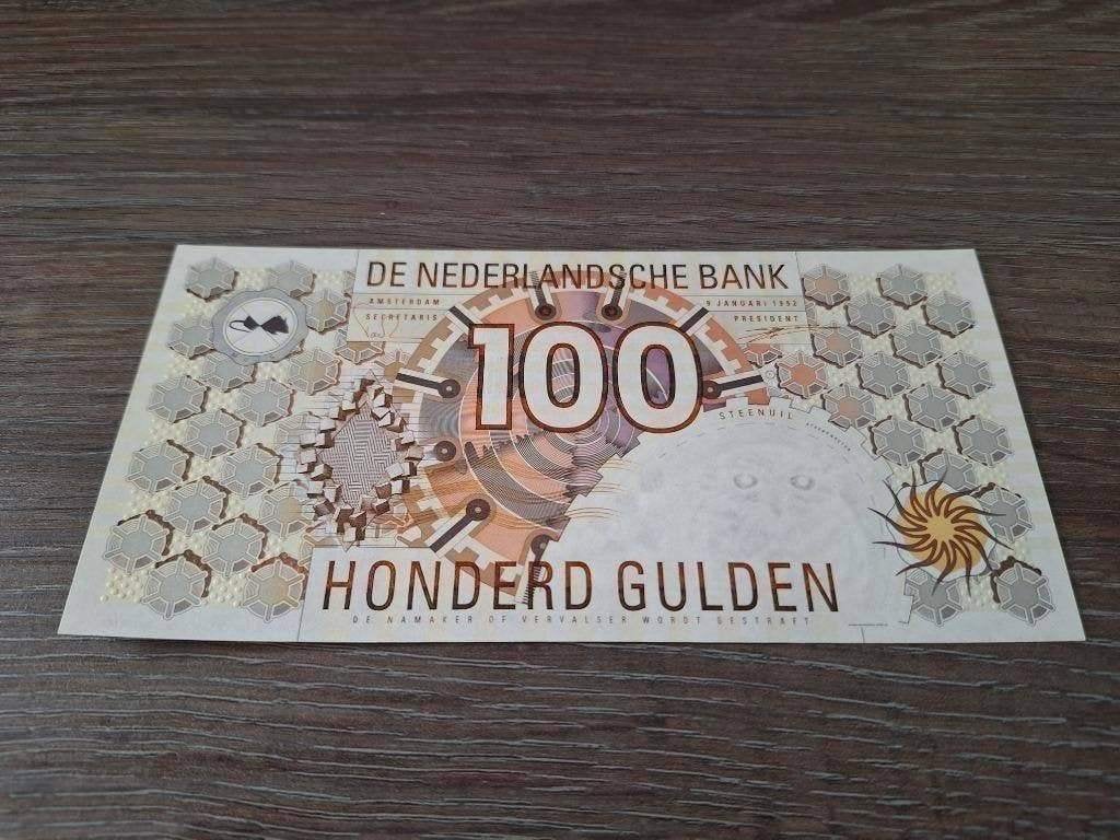 UNC biljet 100 gulden Steenuil, 1992, Ophalen of Verzenden, 100 gulden