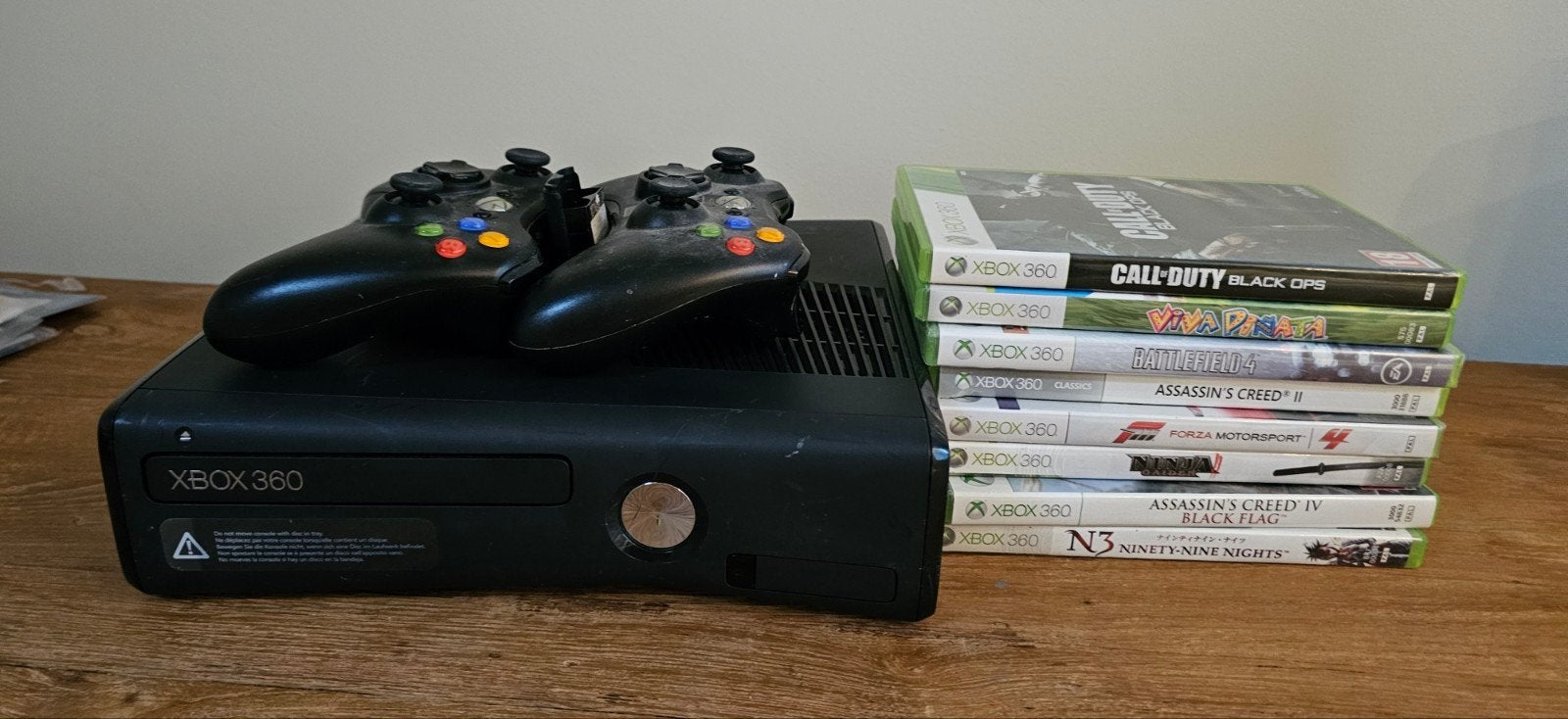 Xbox 360 met games en 2 controllers, Ophalen, Met 2 controllers, Gebruikt, Met games