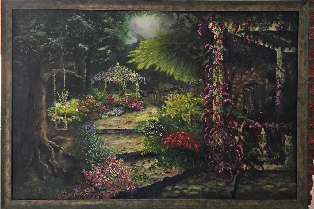 Schilderij De geheime tuin, origineel werk, Ophalen of Verzenden
