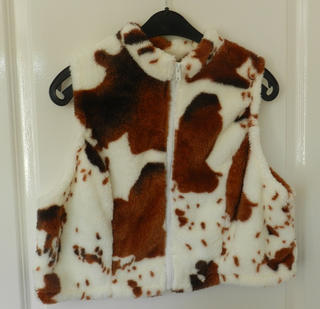 Nieuwe fleece bodywarmer met koeienprint, maat XL., Verzenden, Nieuw, Maat 46/48 (XL) of groter, Blauw