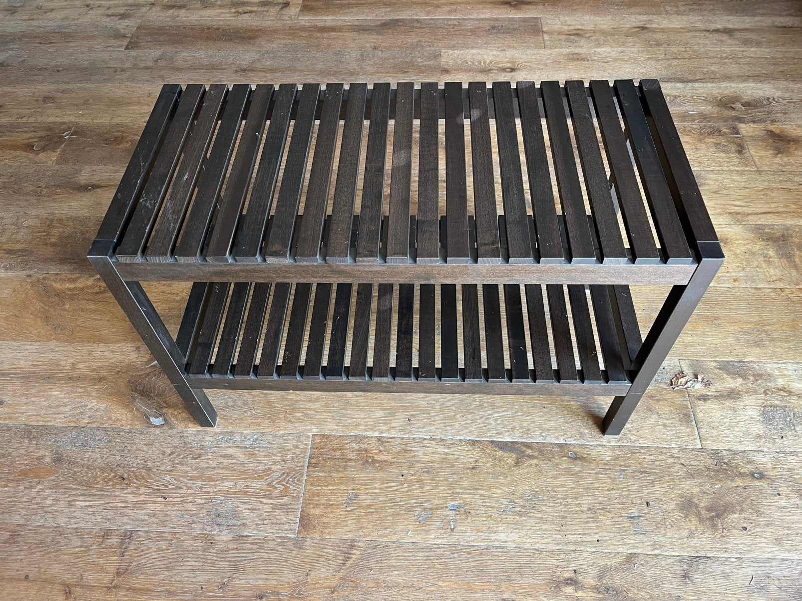 Donkerbruin houten IKEA schoenenrek, Ophalen, Gebruikt
