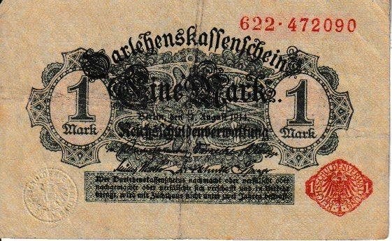 DUITSLAND -1914 - 1 MARK - DARLEHENKASSENSCHEIN, Ophalen of Verzenden, Duitsland, Los biljet