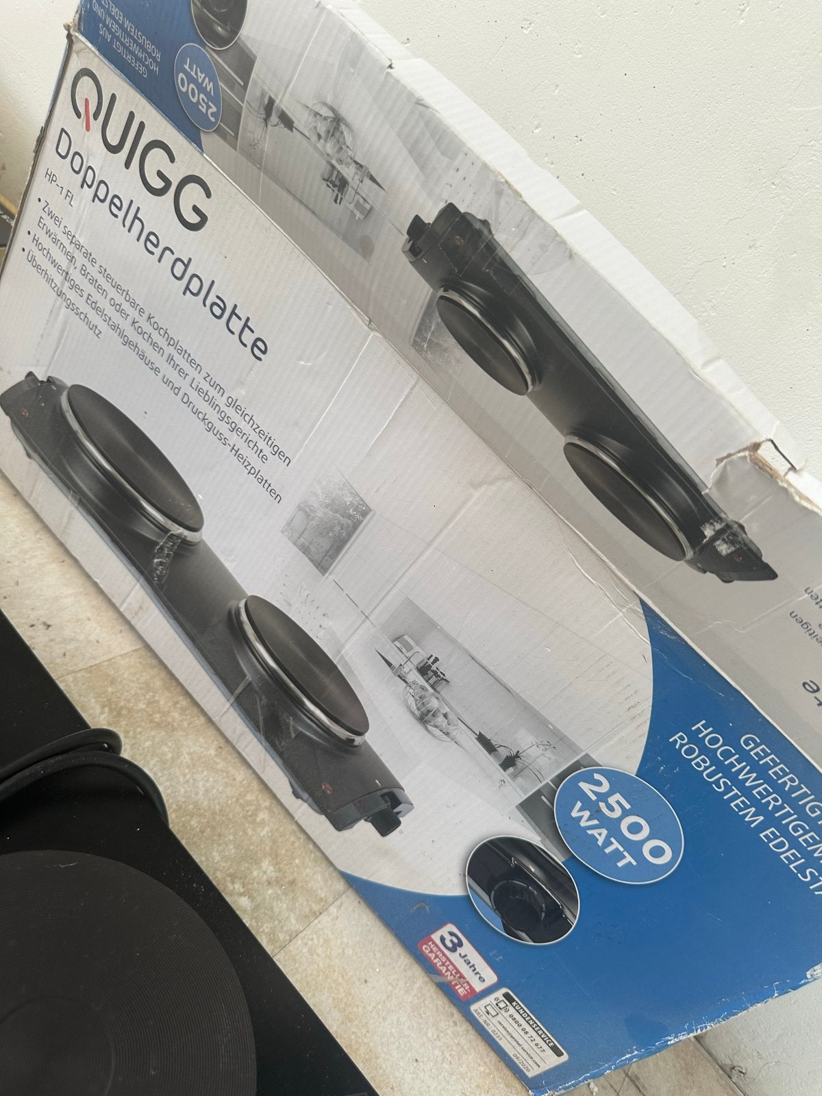 QUIGG Dubbele Kookplaat 2500W - Draagbaar en Krachtig, Ophalen, Gebruikt, 3 kookzones of minder, Vrijstaand