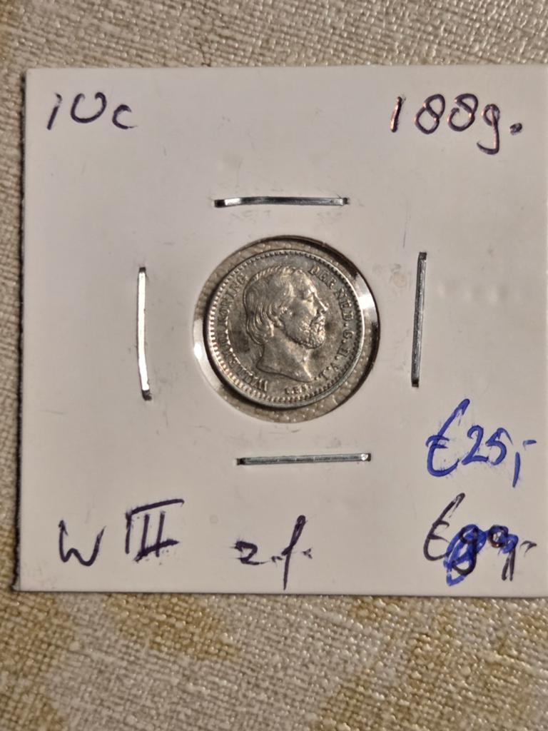 Zilveren 10 cent Willem III uit 1889, Postzegels en Munten, Munten | Nederland, Koning Willem III, Zilver, Ophalen of Verzenden