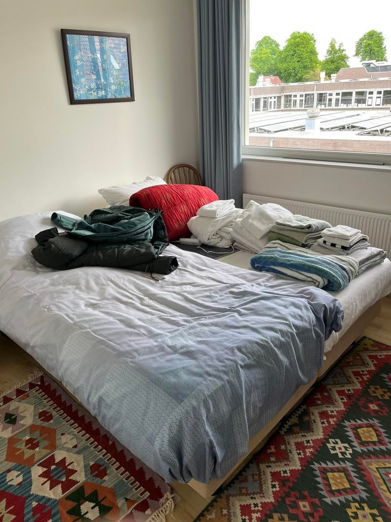 Nette  tweepersoons boxspring gratis, Ophalen, Zo goed als nieuw, Tweepersoons, 180 cm