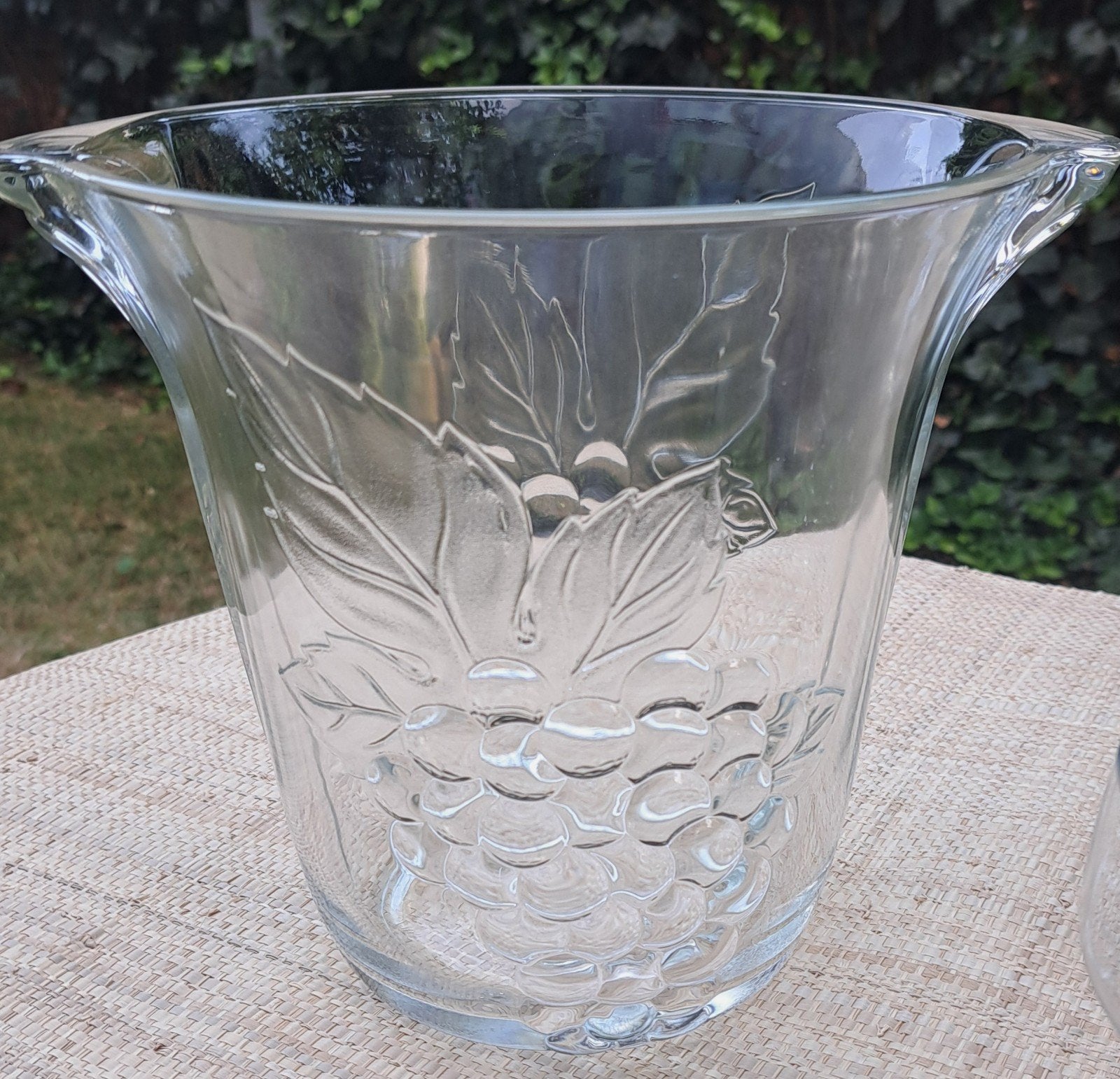 Brocante Franse champagne wijn koeler glas borrelen druifjes, Antiek en Kunst, Ophalen of Verzenden