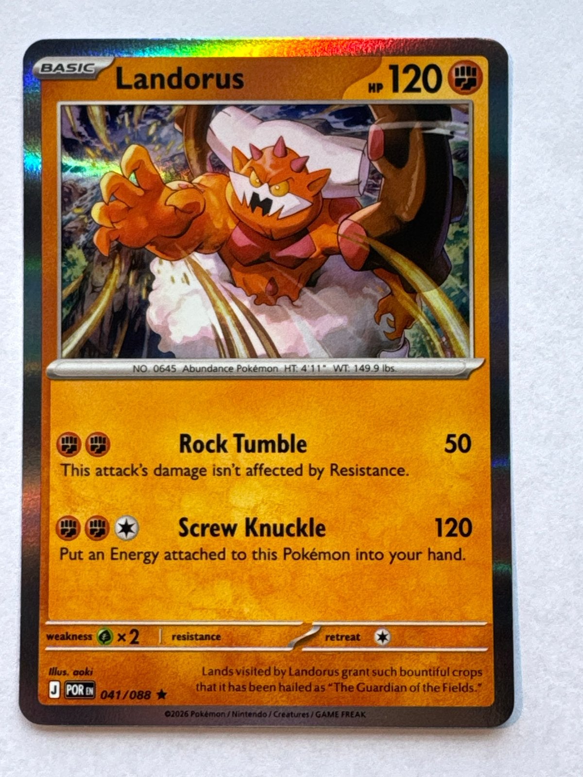 Pokémon Kaart Landorus 041/088 Holo, Hobby en Vrije tijd, Verzamelkaartspellen | Pokémon, Ophalen of Verzenden, Zo goed als nieuw