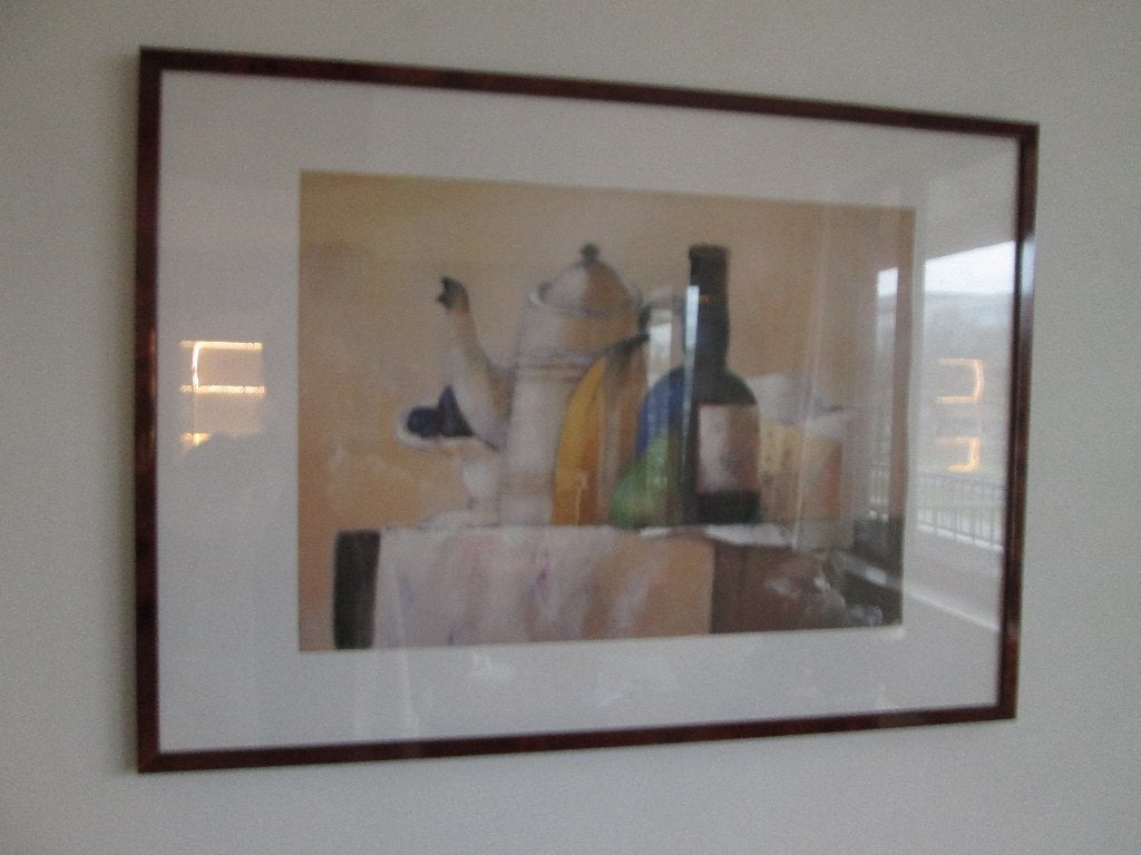 Stilleven Blauwe Fles Lilita Upeniece Kunstdruk 52 x 72, Ophalen, Hout, 50 tot 75 cm, 50 tot 75 cm