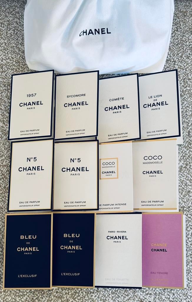 Chanel parfums 12x1,5ml les exclusifs, pouch, etc, Sieraden, Tassen en Uiterlijk, Uiterlijk | Parfum, Verzenden, Zo goed als nieuw