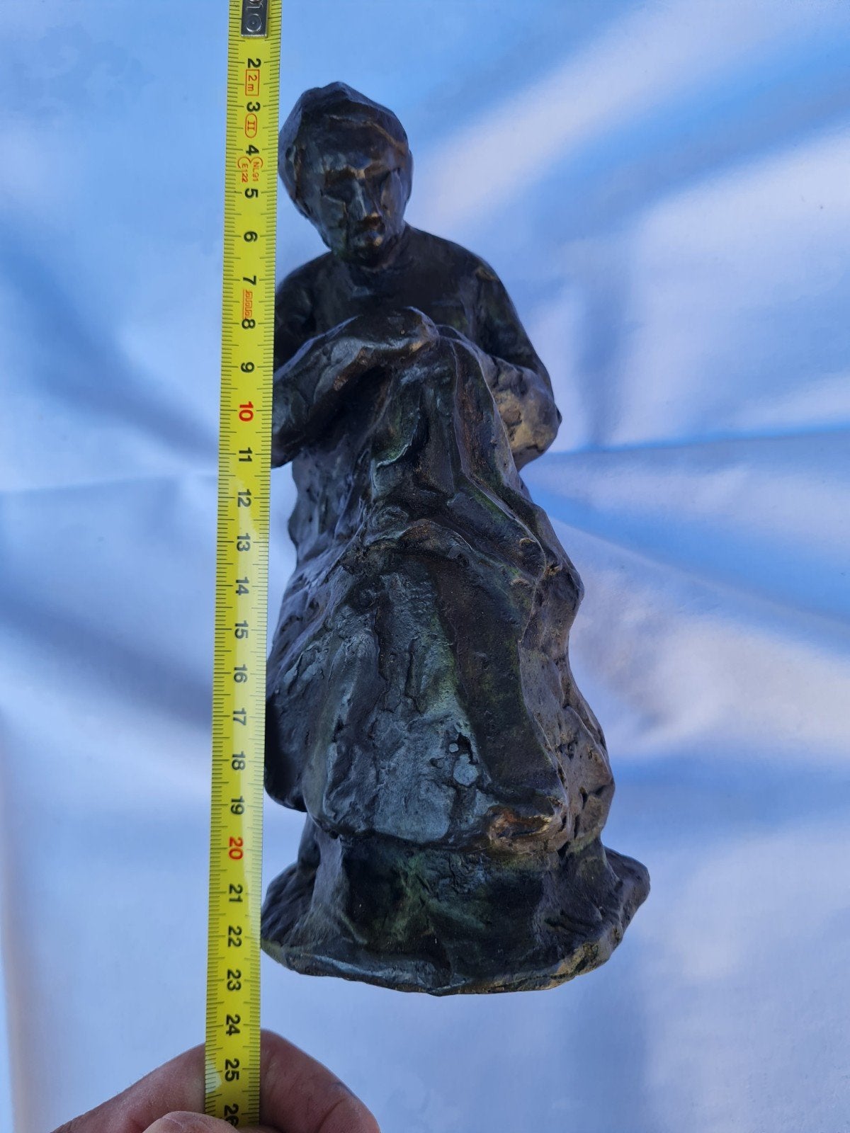 bronzen beeldje "De handwekster", Ophalen, Brons