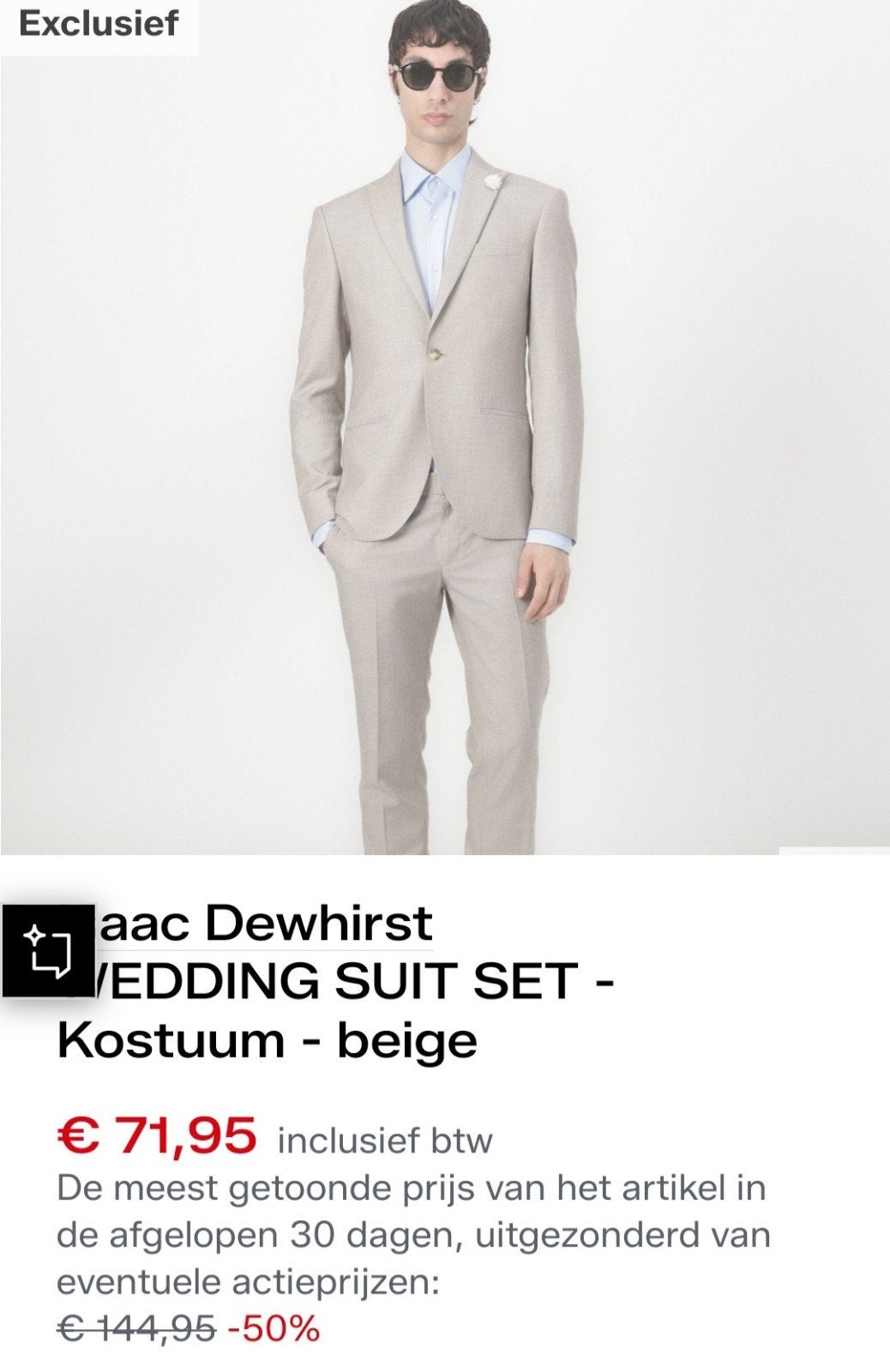 Jac Dewhirst Wedding Suit Set - Beige Kostuum, Beige, Ophalen of Verzenden, Zo goed als nieuw, Jac Dewhirst