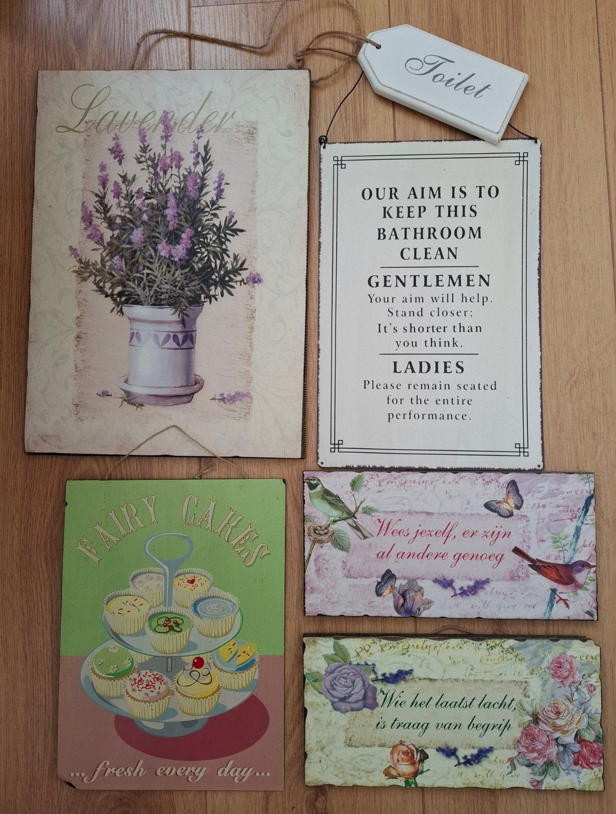 Vintage & Brocante Landelijke Decoratie hangbordje met Kalen, Ophalen of Verzenden, Zo goed als nieuw, Overige materialen, Brocante