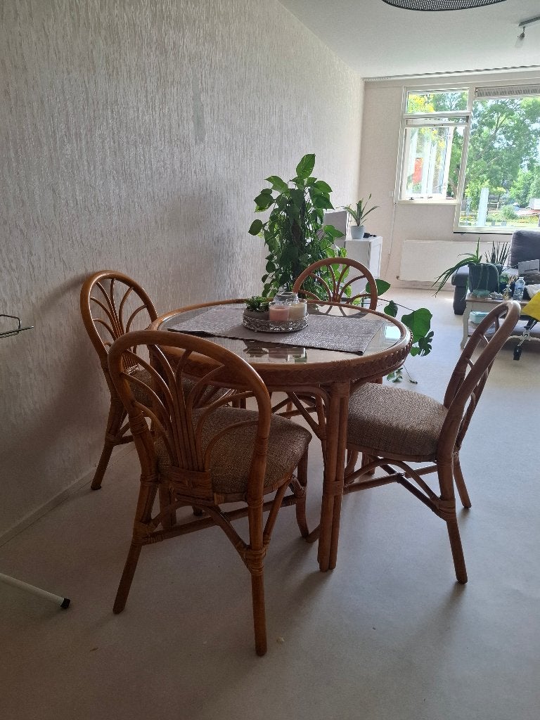 Eetkamer tafel & stoelen, Ophalen, Gebruikt, 50 tot 100 cm, Rond