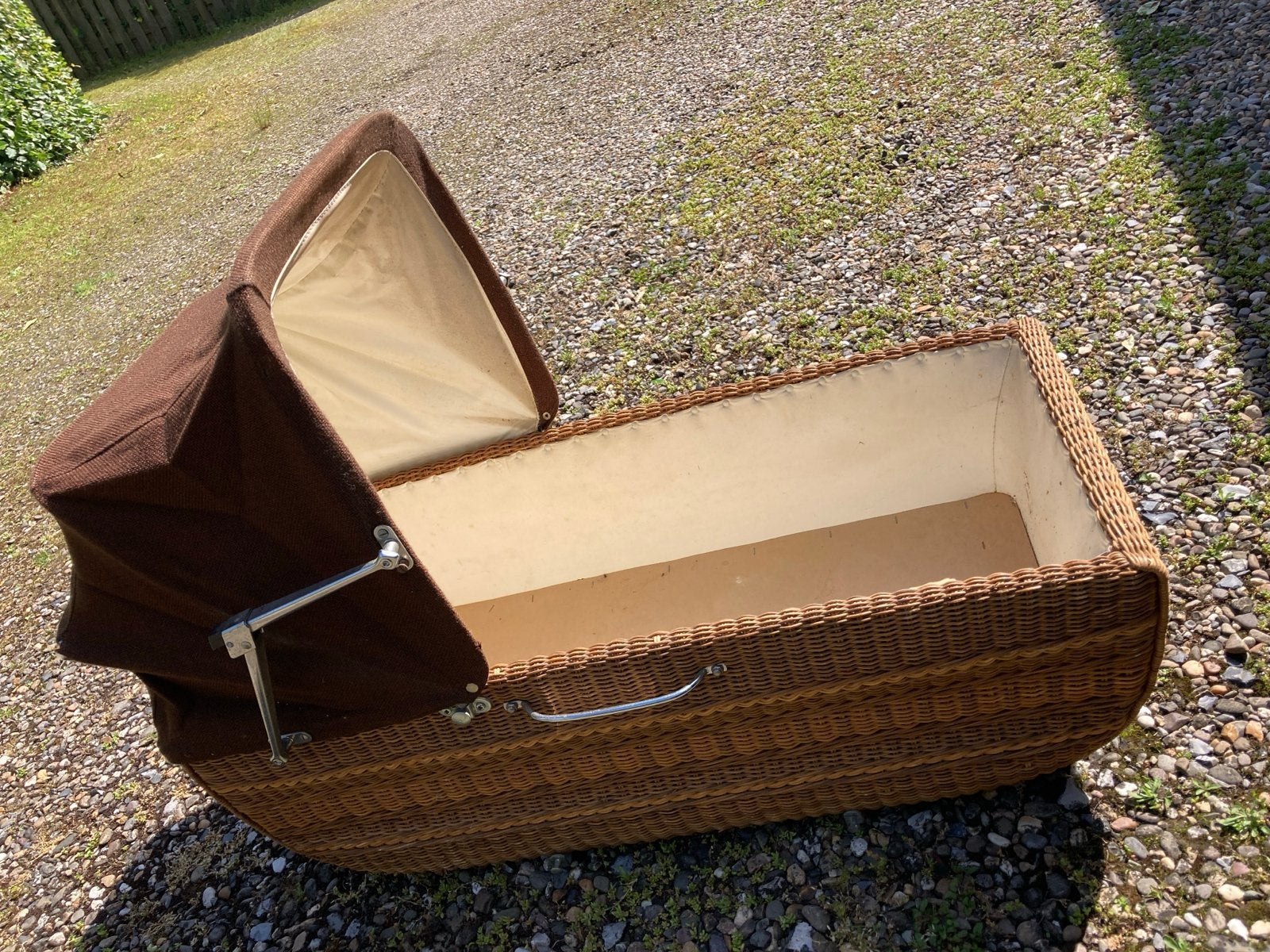 Vintage rieten reiswieg met kap, Gebruikt, Ophalen of Verzenden, Met reiswieg, Kinderwagen
