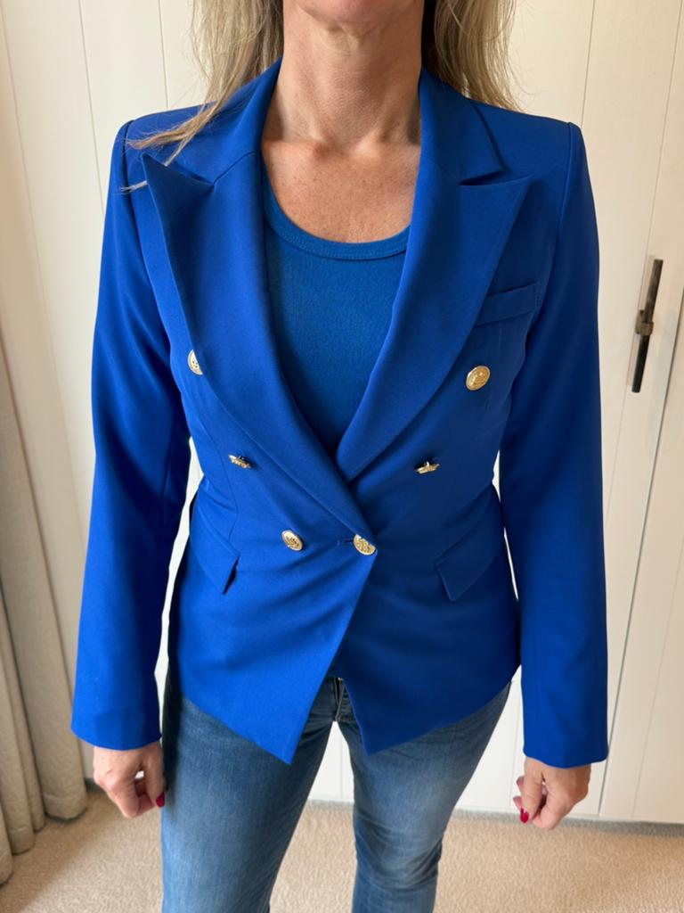 Kolbalt blauw kolbert met gouden knopen - Attentif, Maat 38/40 (M), Blauw, Ophalen of Verzenden, Zo goed als nieuw