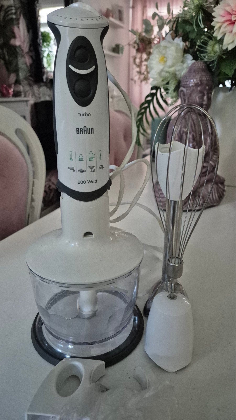 Braun staafmixer 600 Watt met hakmolen en garde, Ophalen, Gebruikt, 3 snelheden of meer, Vaatwasserbestendig