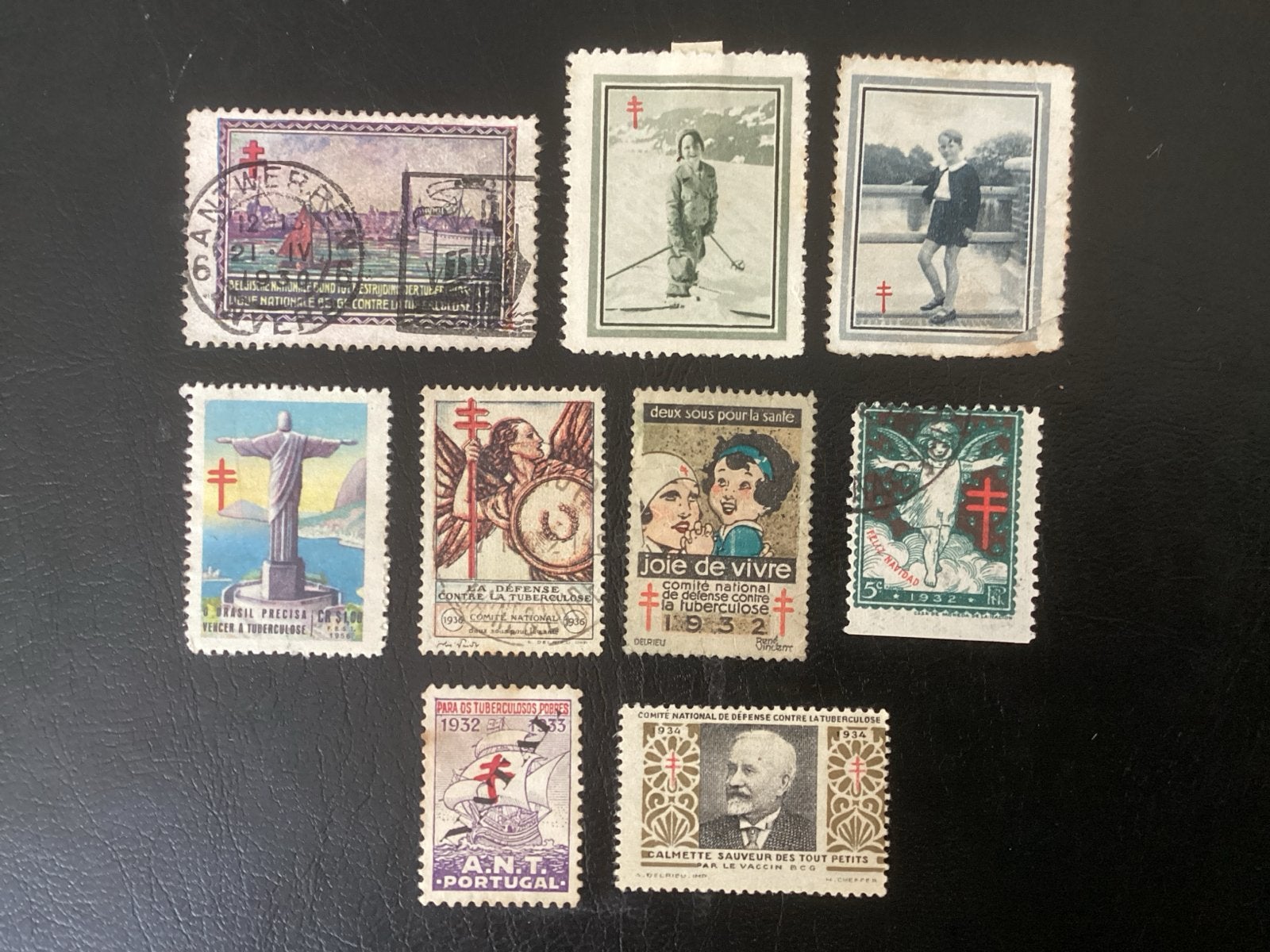 Verzameling van 9 oude postzegels met Rode Kruis, Ophalen of Verzenden, T/m 1940, Gestempeld