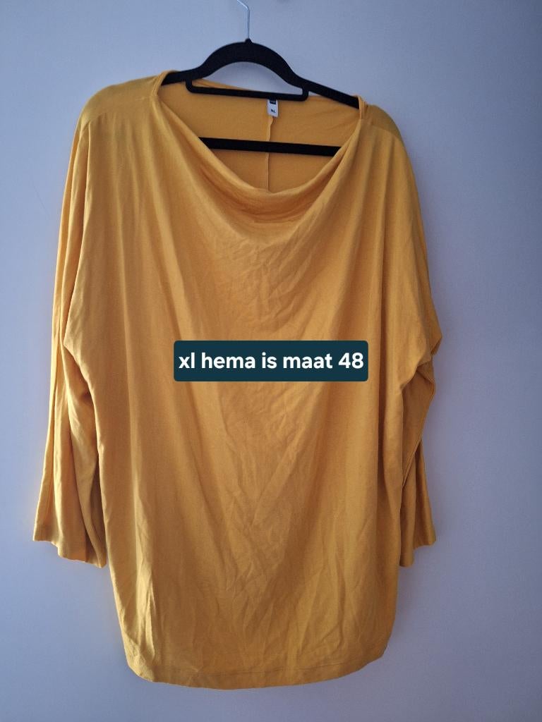 shirt maat 48, Kleding | Dames, Geel, Zo goed als nieuw, Hema, Shirt of Top