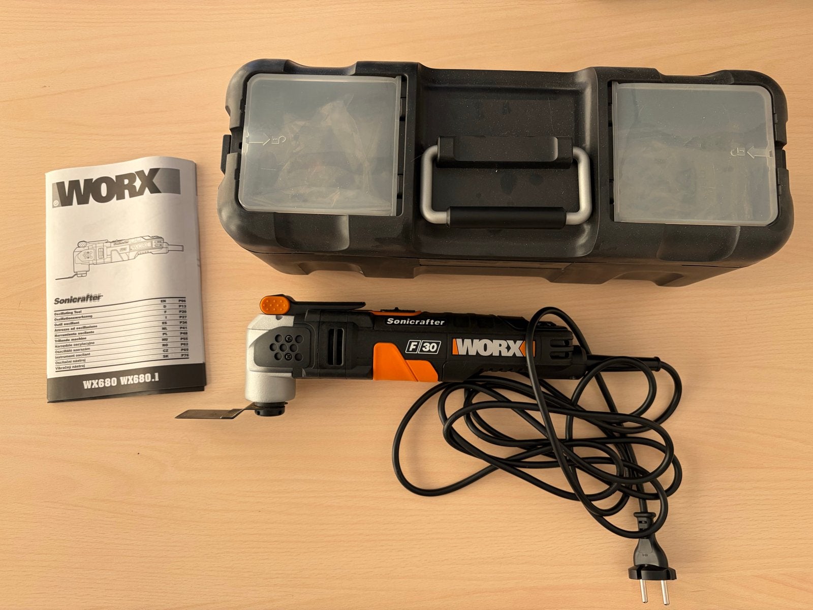 Worx Sonicrafter F30 Multitool met accessoires en koffer, Ophalen of Verzenden, Zo goed als nieuw, Multitool, Overige merken