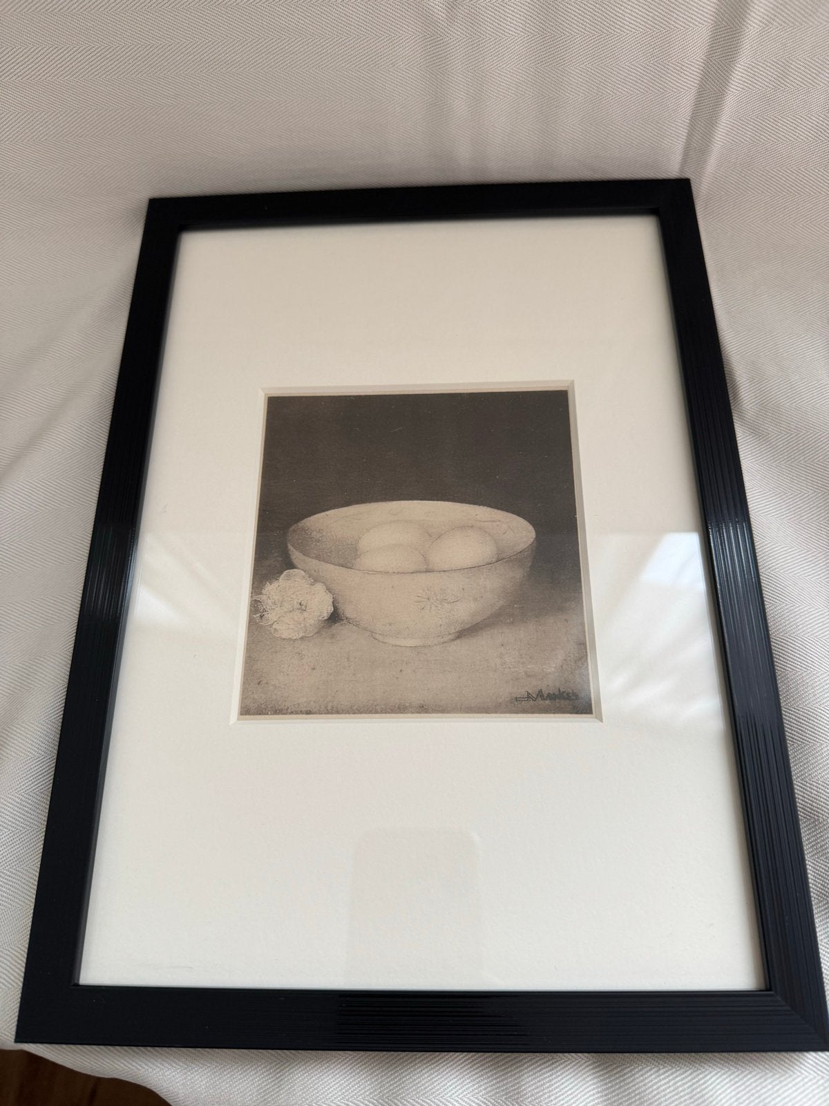 Jan Mankes - Originele Heliogravure Kom met Eitjes 1923, Ophalen of Verzenden, Gravure, 1900 - 1949, Ingelijst