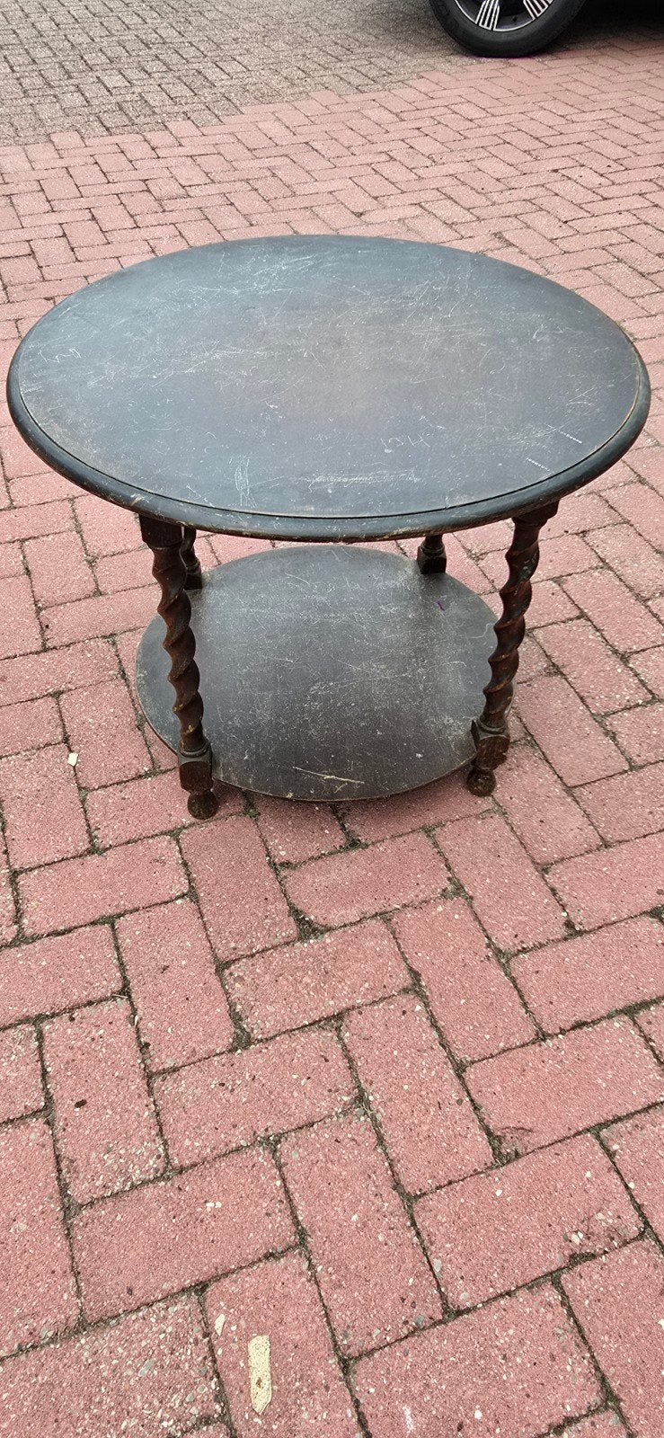 Set van 2 eikenhouten tafels: salontafel en bijzettafel, Gebruikt, 50 tot 100 cm, Eikenhout, Tot twee personen