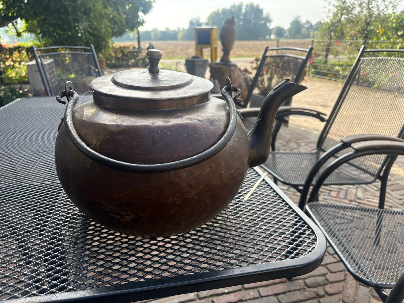 Antieke koperen theepot/ketel, Ophalen, Koper