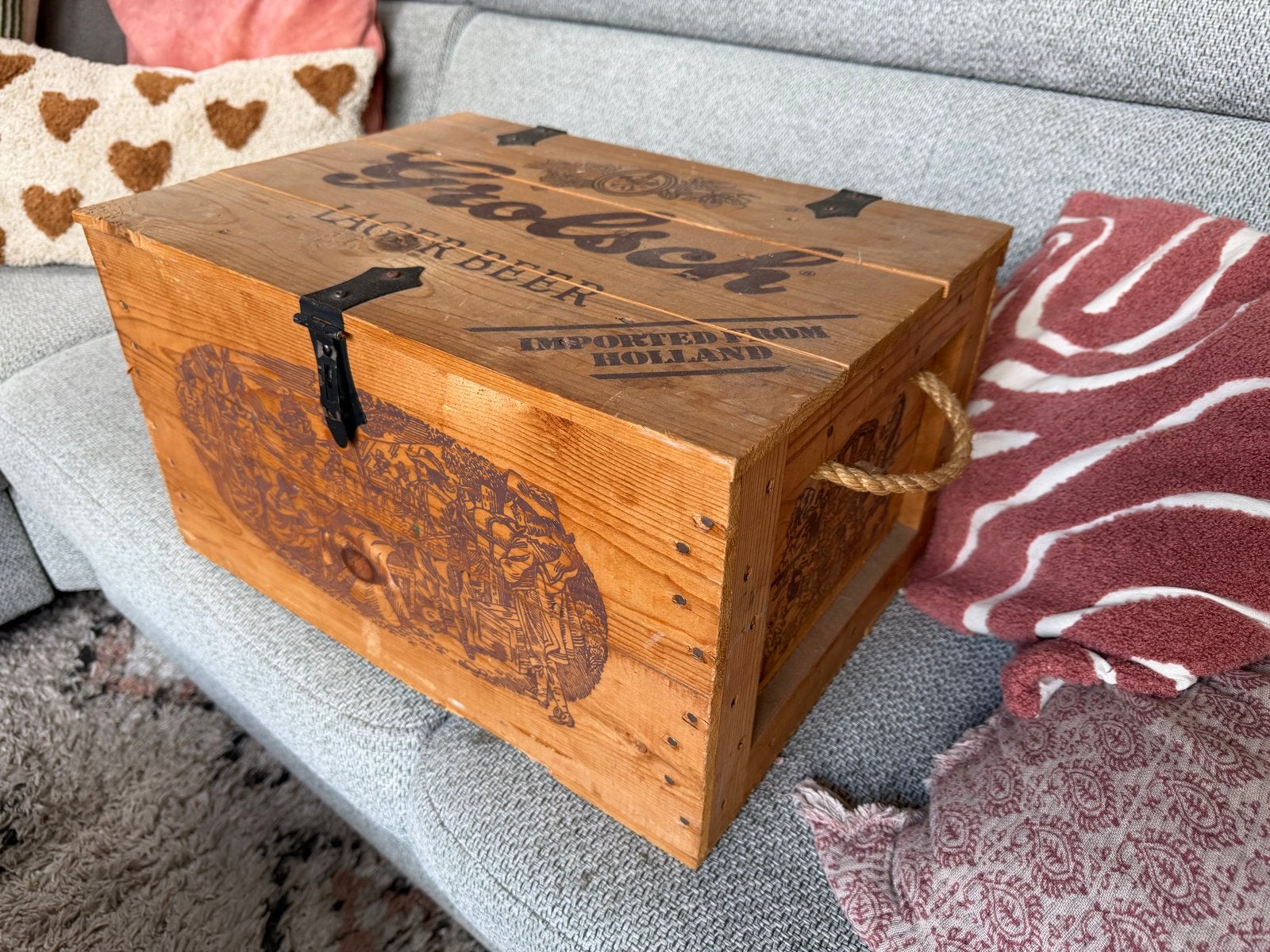 Vintage Grolsch Houten Kist - Decoratieve Opbergkist, Ophalen