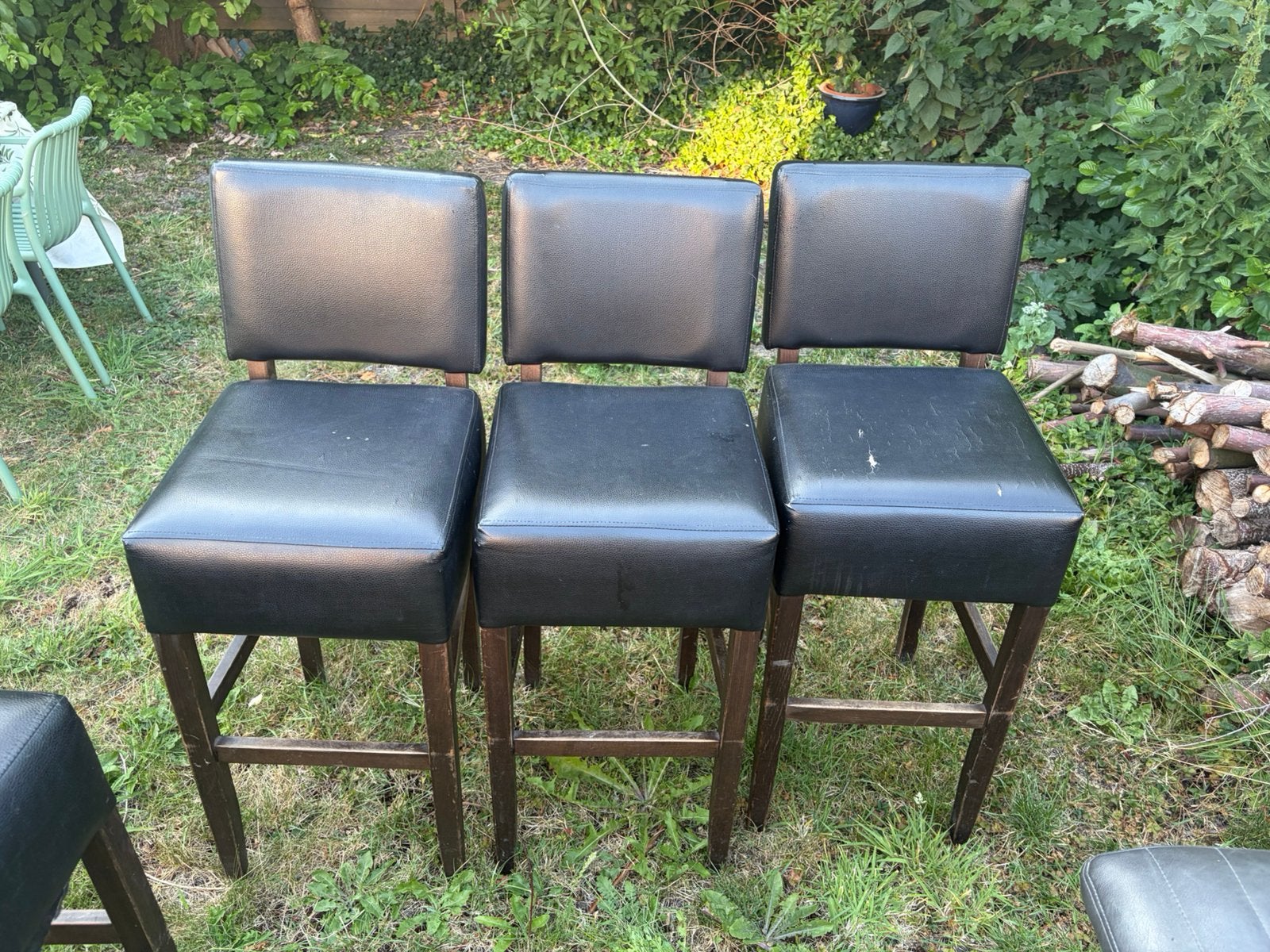 Bar stoelen 6x, Ophalen, Met voetsteun, 60 tot 90 cm, Leer