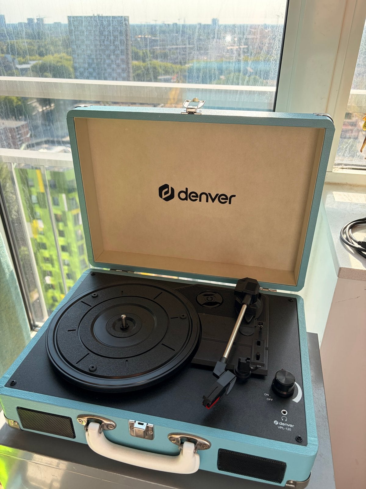 Denver VPL-120 Draagbare Platenspeler - Blauw, Audio, Tv en Foto, Platenspelers, Zo goed als nieuw, USB-aansluiting, Platenspeler