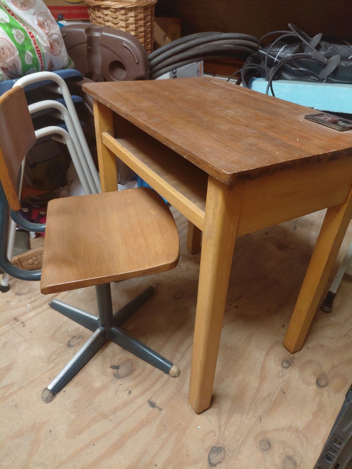 Vintage schooltafeltje met stoel, Ophalen of Verzenden